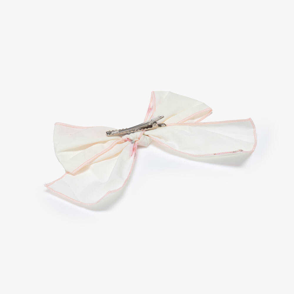 Phi Clothing-Girls Ivory Floral Bow Hair Clip (15cm) | Childrensalon