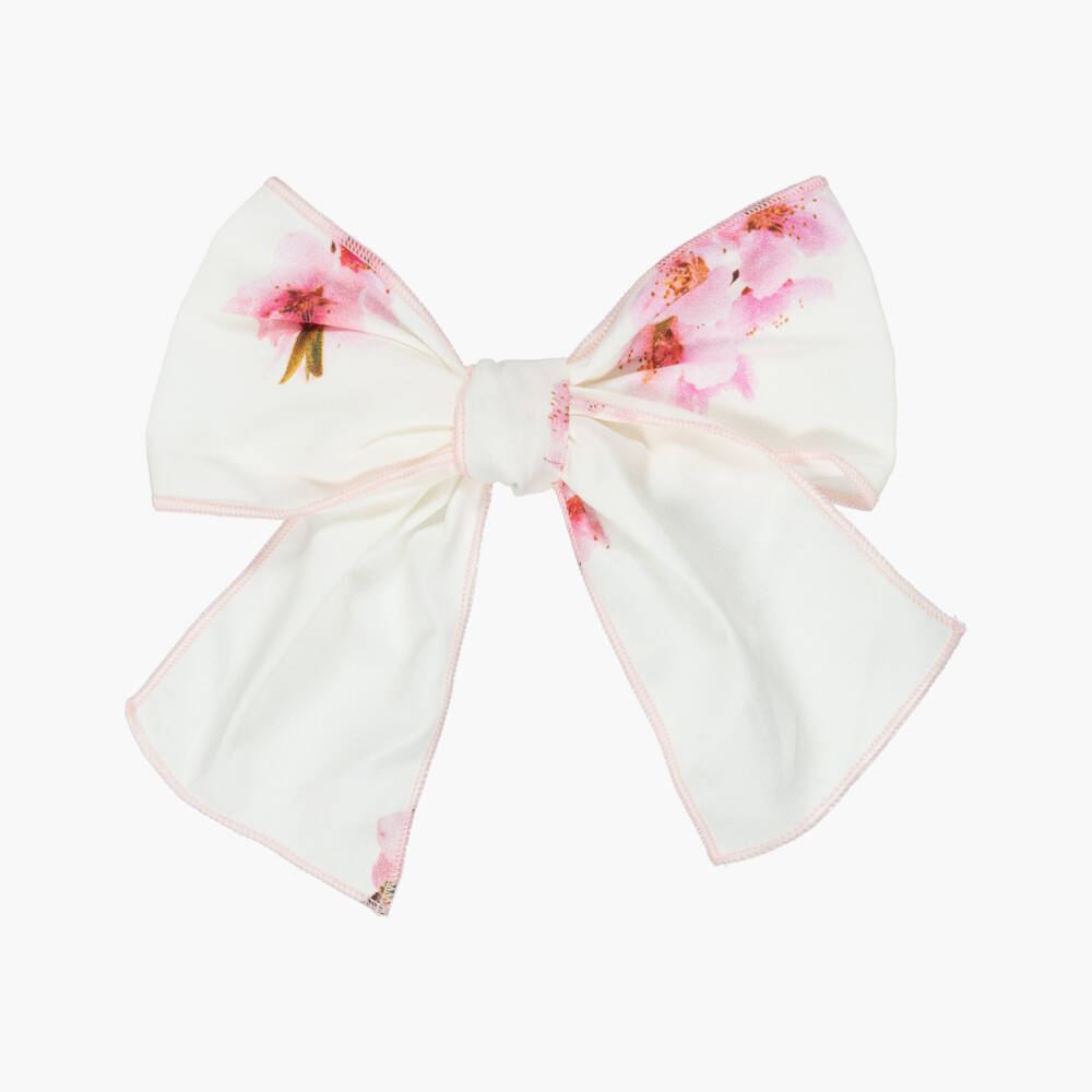 Phi Clothing-Girls Ivory Floral Bow Hair Clip (15cm) | Childrensalon