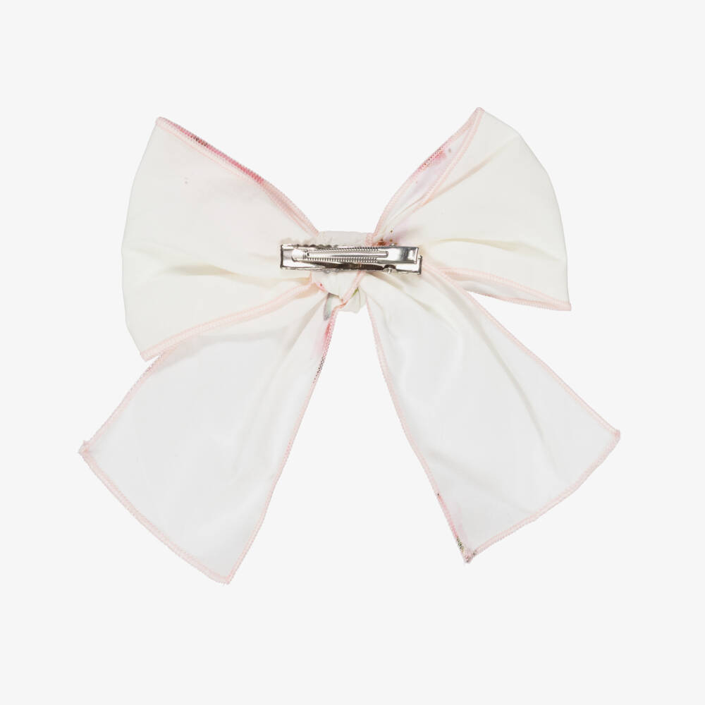 Phi Clothing-Girls Ivory Floral Bow Hair Clip (15cm) | Childrensalon