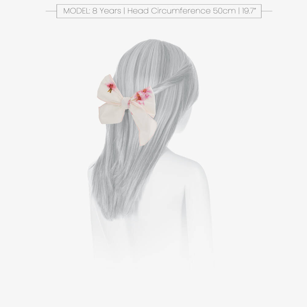 Phi Clothing-Girls Ivory Floral Bow Hair Clip (15cm) | Childrensalon