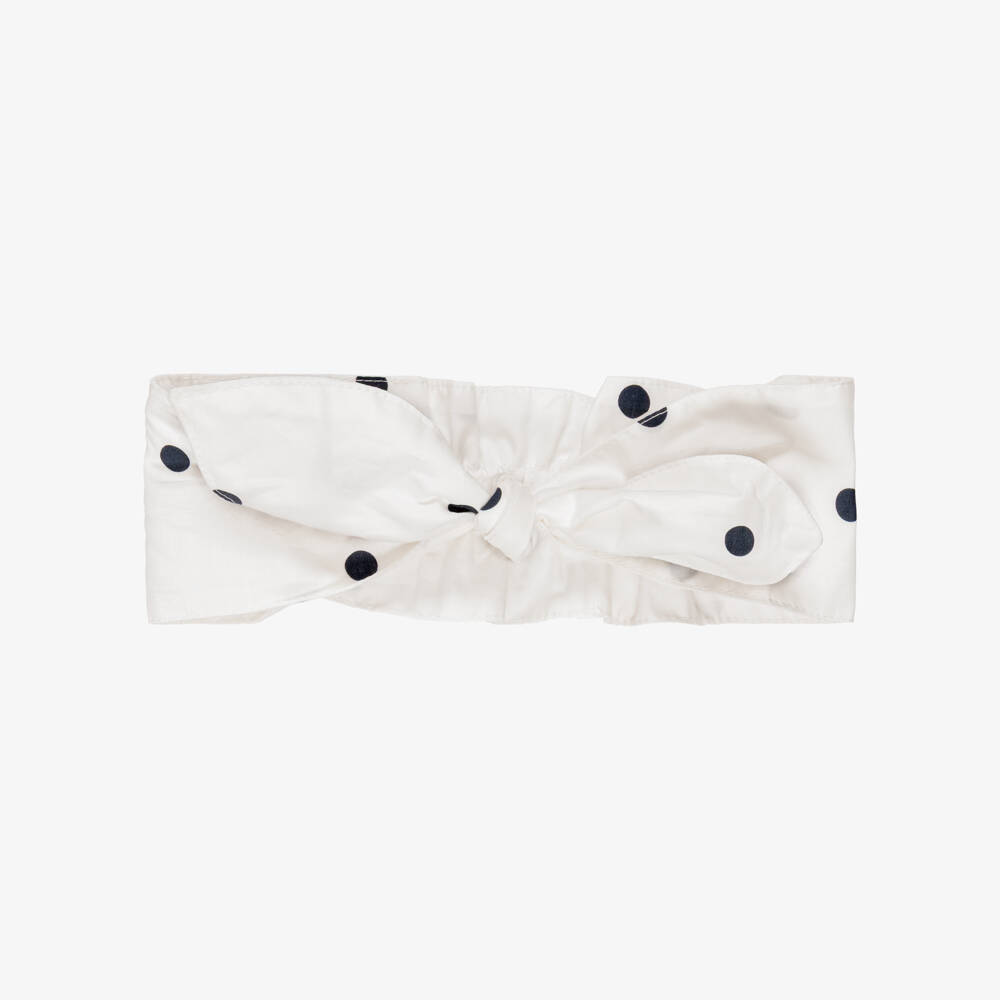 Phi Clothing-Girls Ivory Polka Dot Cotton Headband | Childrensalon