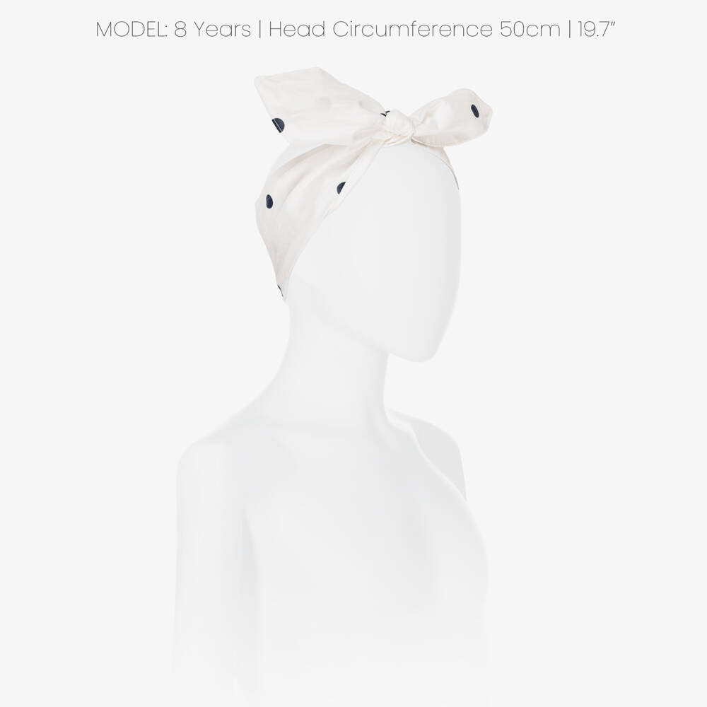 Phi Clothing-Girls Ivory Polka Dot Cotton Headband | Childrensalon