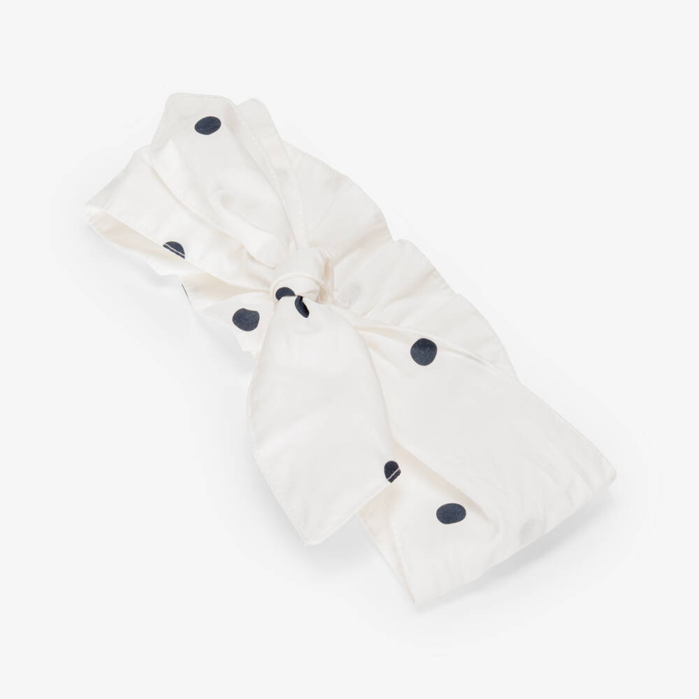 Phi Clothing-Girls Ivory Polka Dot Cotton Headband | Childrensalon