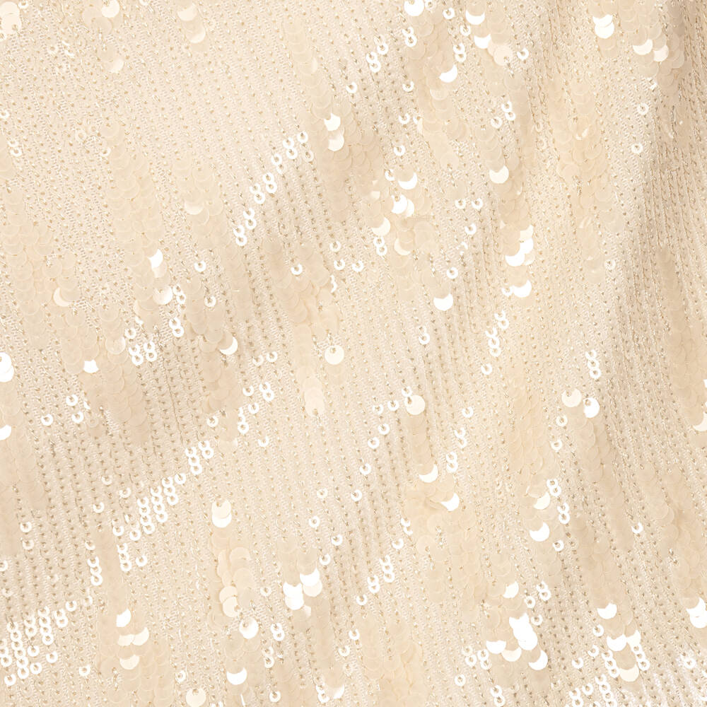 Phi Clothing-Girls Ivory Sequin Skirt With Black Velvet Bows | Childrensalon