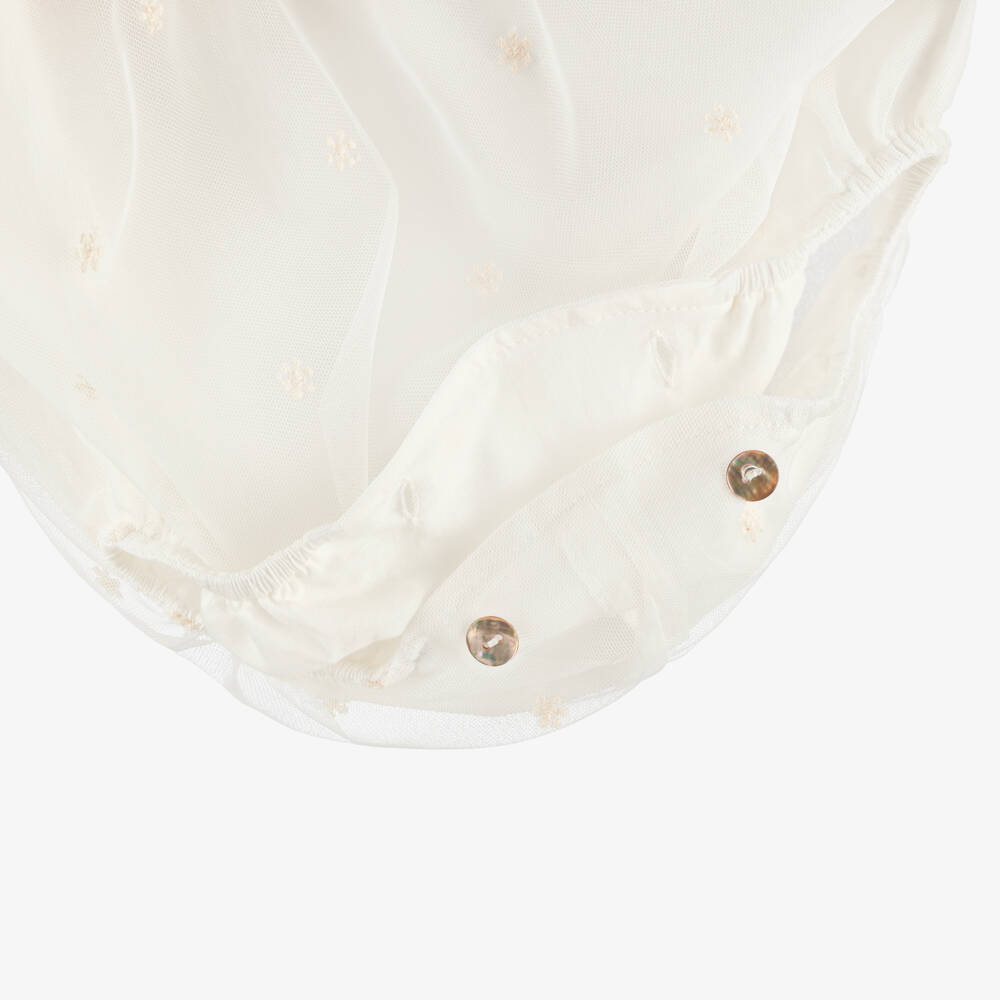 Phi Clothing-Girls Ivory Tulle Shortie with Embroidered Flowers | Childrensalon