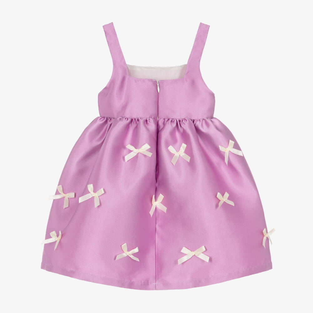 Phi Clothing-Girls Lavender Purple Satin Bow Dress | Childrensalon
