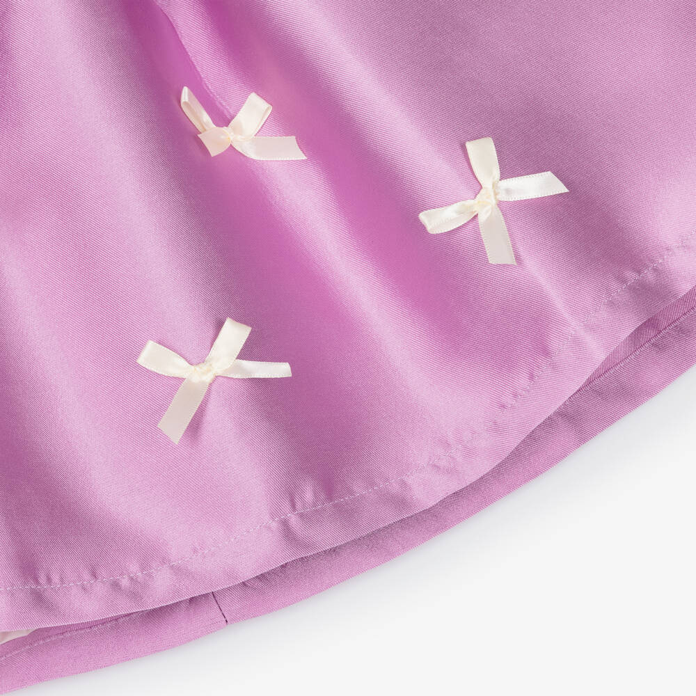 Phi Clothing-Girls Lavender Purple Satin Bow Dress | Childrensalon