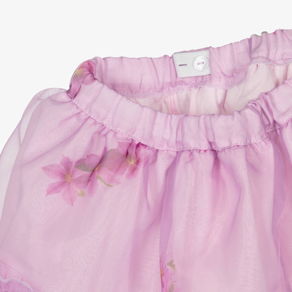 Phi Clothing-Girls Lilac Purple Organza Floral Skirt | Childrensalon