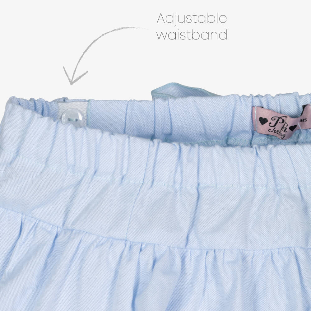 Phi Clothing-طقم شورت وتوب قطن لون أزرق فاتح للبنات | Childrensalon