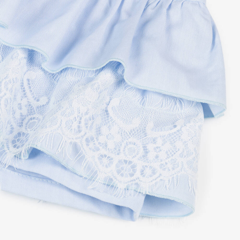 Phi Clothing-طقم شورت وتوب قطن لون أزرق فاتح للبنات | Childrensalon