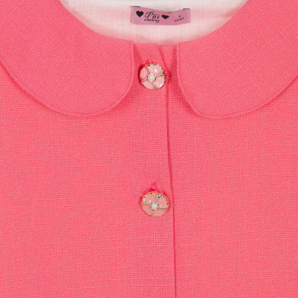 Phi Clothing-Girls Pink Blouse with Enamelled Floral Buttons | Childrensalon