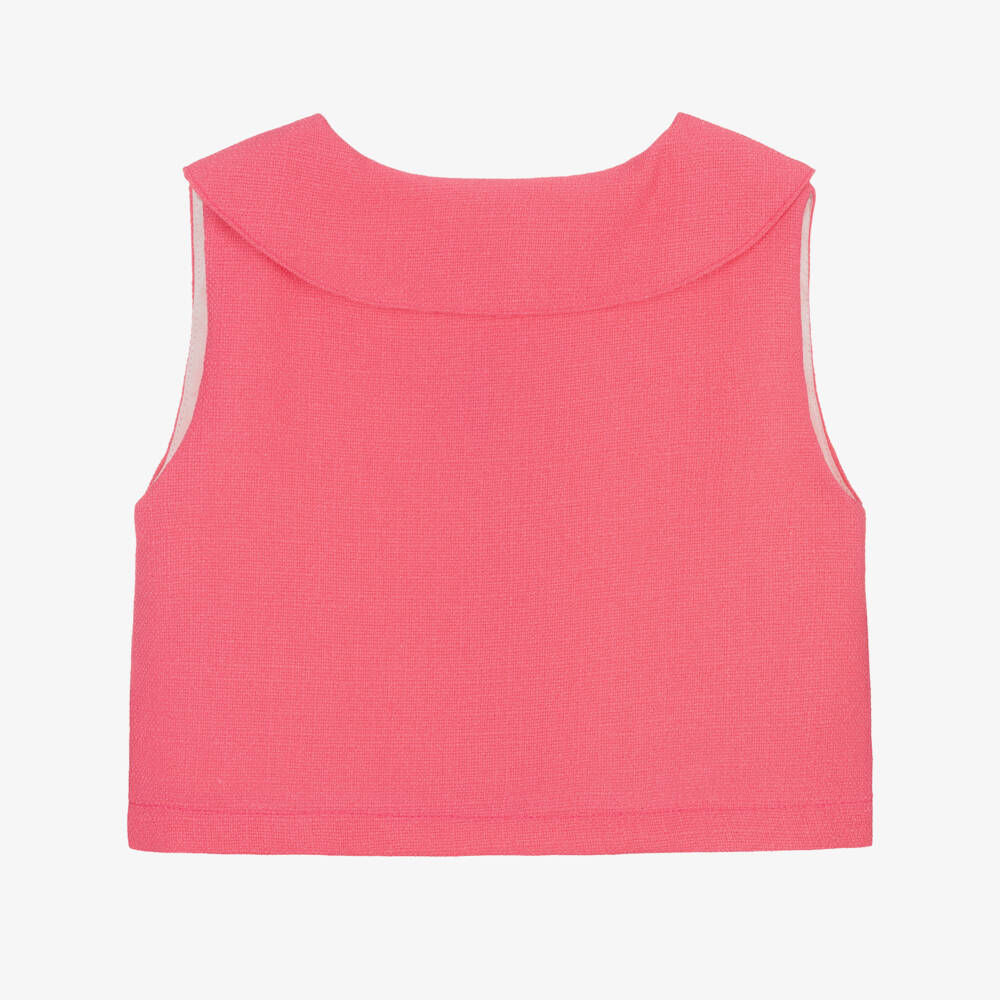 Phi Clothing-Girls Pink Blouse with Enamelled Floral Buttons | Childrensalon