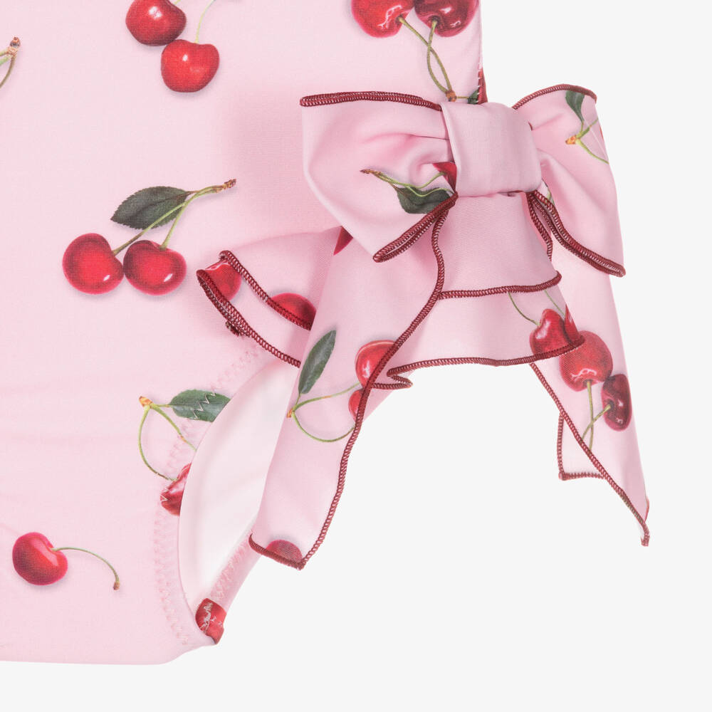 Phi Clothing-Girls Pink Cherry Ruffle Swimsuit | Childrensalon