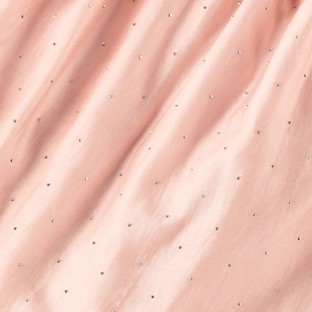 Phi Clothing-فستان شيفون مزين بكرستال وفيونكات لون زهري للبنات | Childrensalon