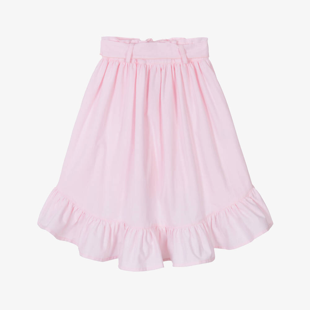 Phi Clothing-Girls Pink Cotton Bow Skirt | Childrensalon