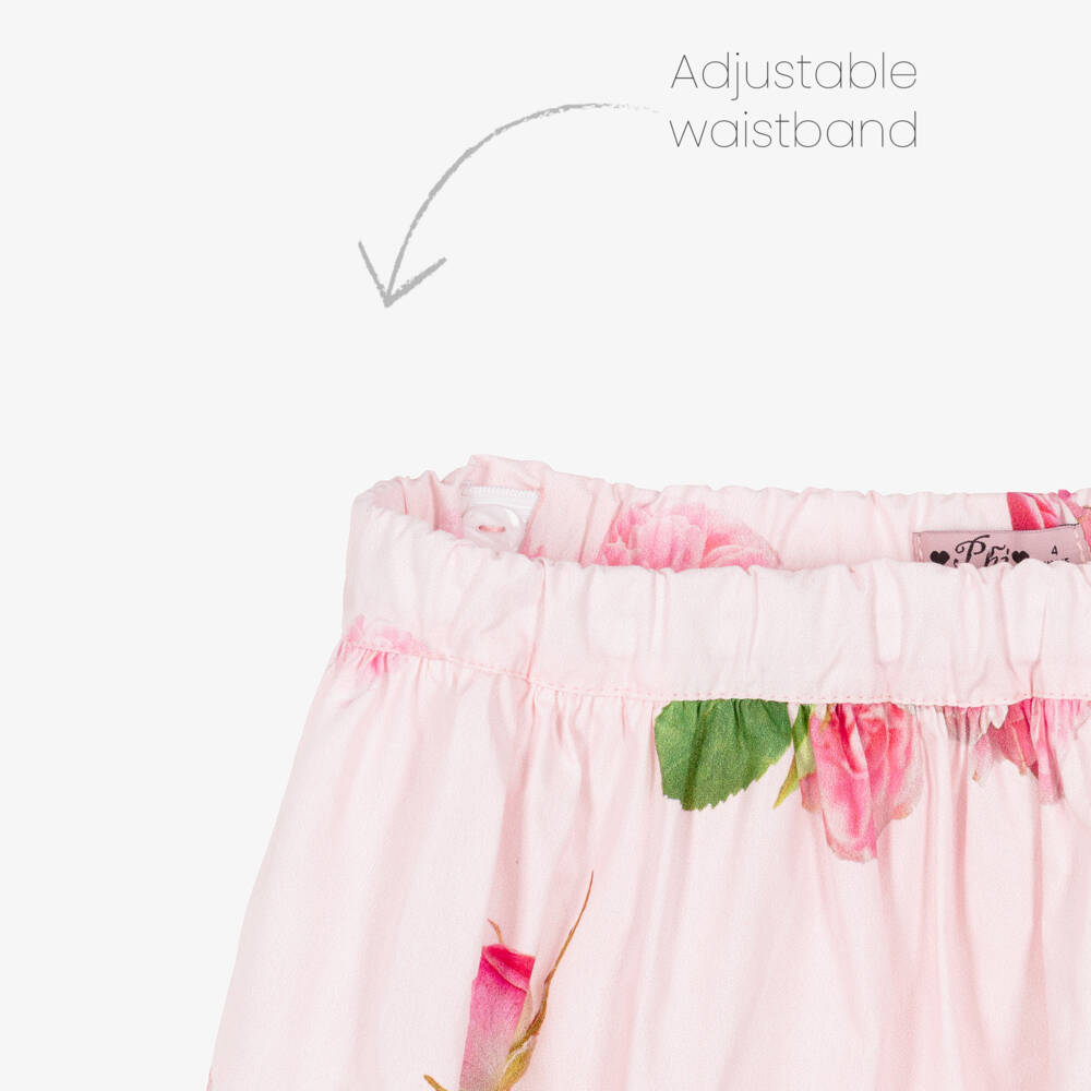 Phi Clothing-Girls Pink Floral Cotton Top & Skirt Set | Childrensalon