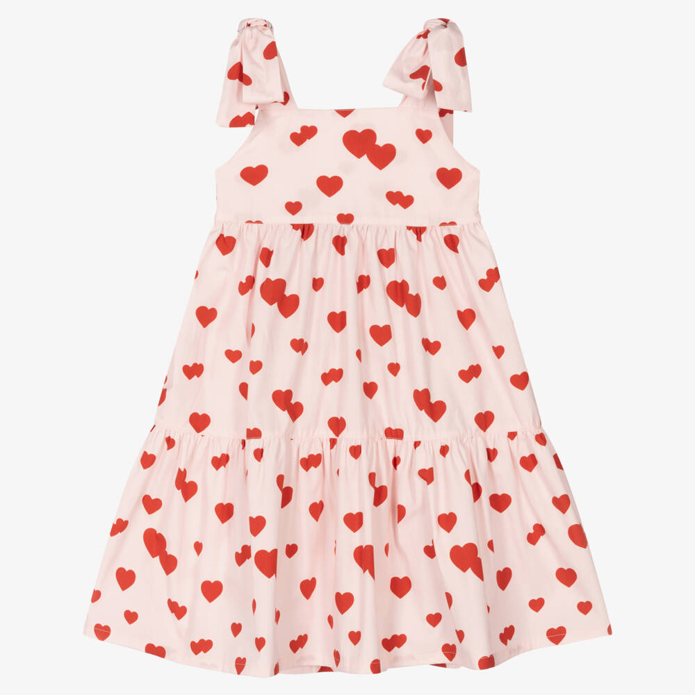 Cotton Heart Dress - Pink/Red main image 1