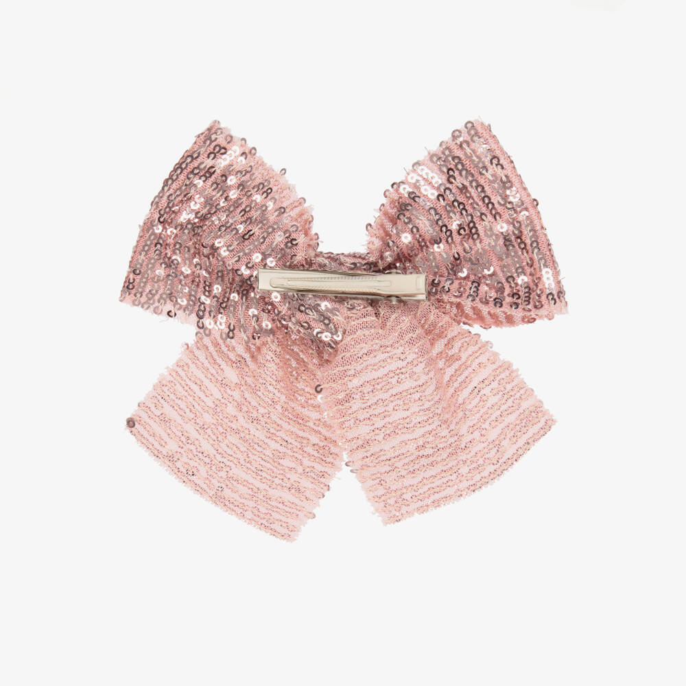Phi Clothing-Girls Pink Sequin Bow Hair Clip (15cm) | Childrensalon