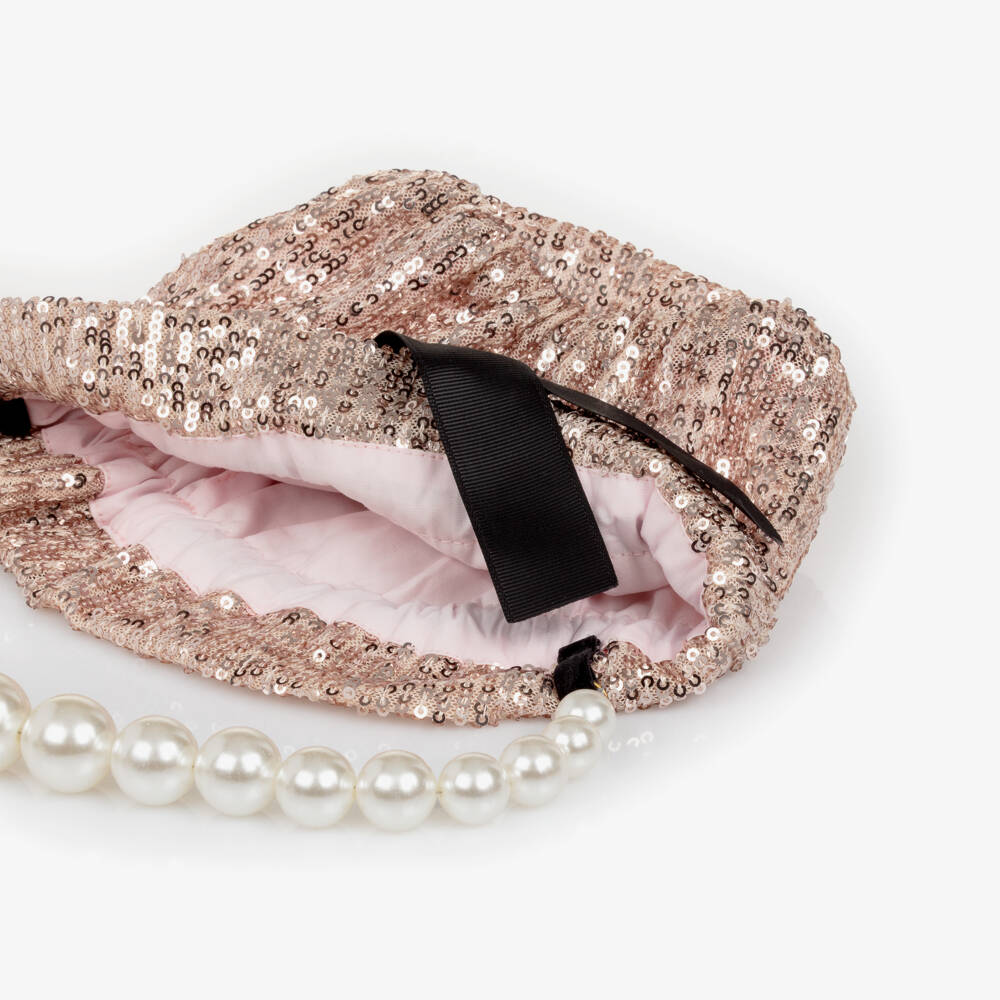 Phi Clothing-Сумочка розовая с пайетками на шнурке для девочек (14см) | Childrensalon