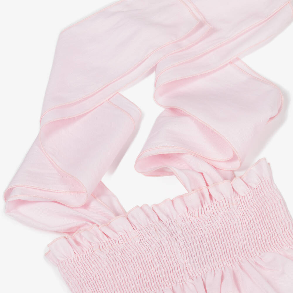 Phi Clothing-Girls Pink Shirred Cotton Crop Top | Childrensalon