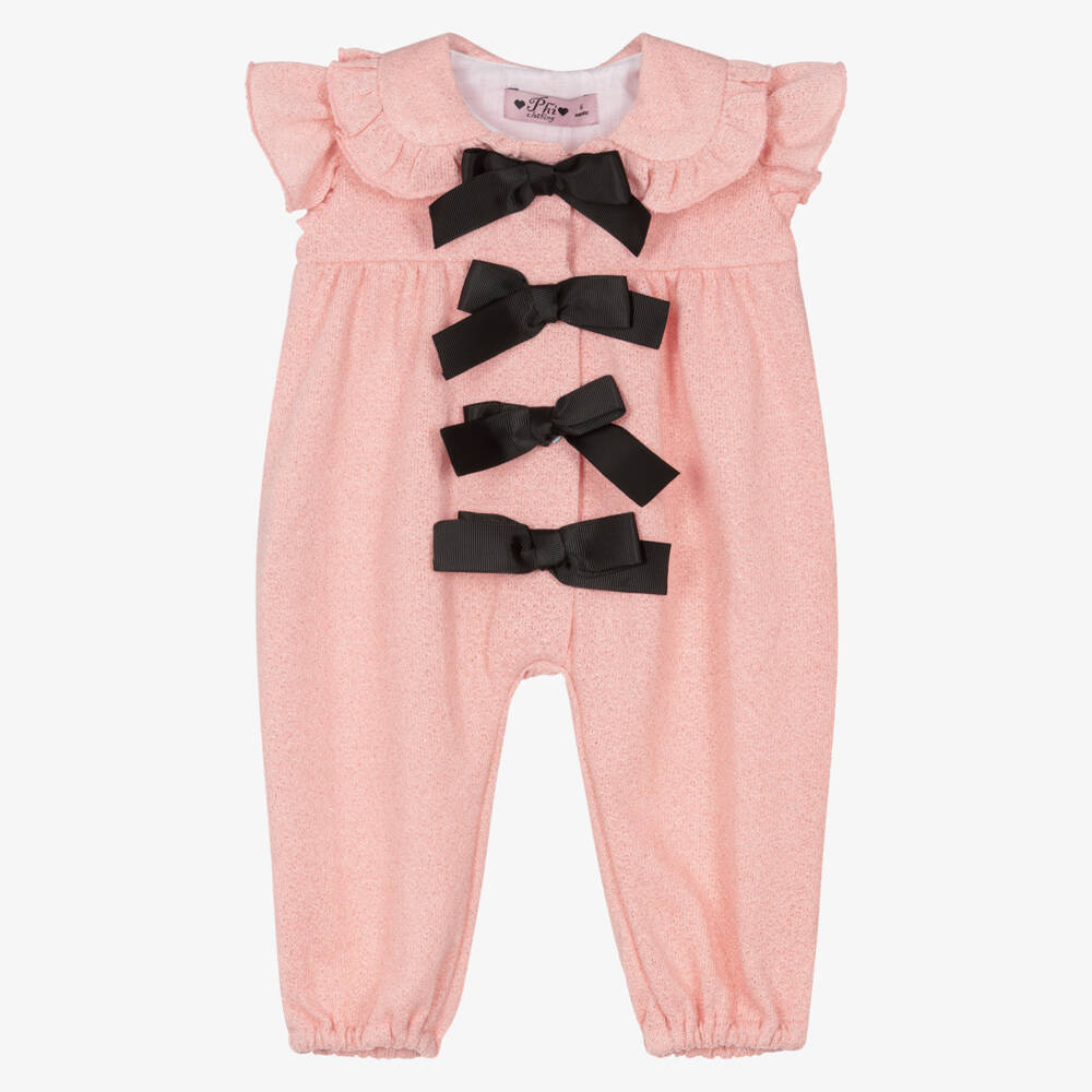 Phi Clothing-أفارول مزين بفيونكات لون زهري للبنات الرضع | Childrensalon