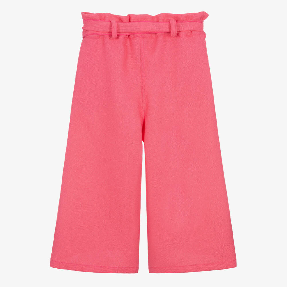 Phi Clothing-Girls Pink Woven Wide Leg Trousers | Childrensalon