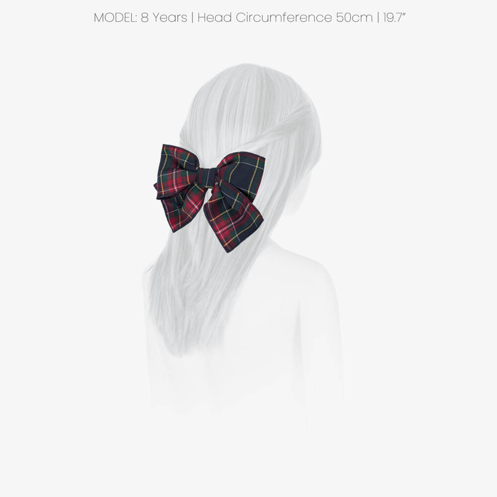 Phi Clothing-Girls Red & Blue Tartan Bow Hair Clip (14cm) | Childrensalon