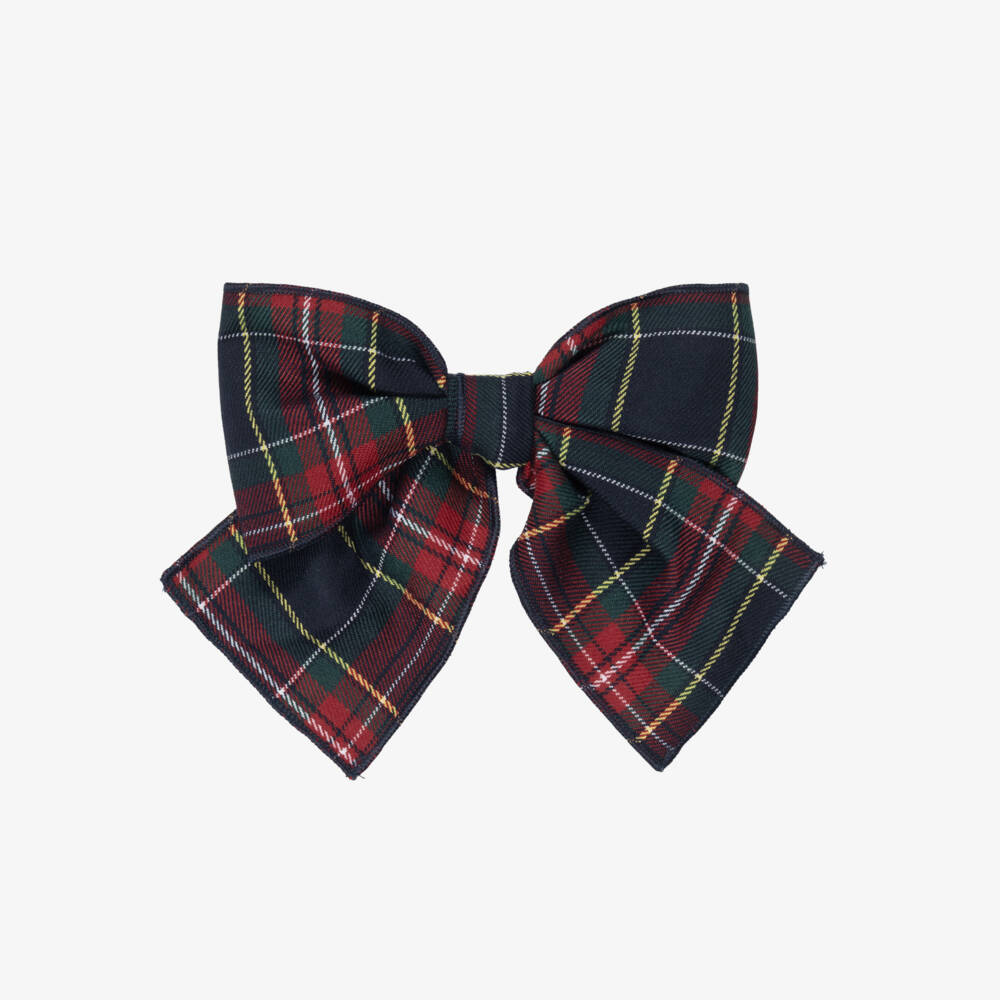 Phi Clothing-Girls Red & Blue Tartan Bow Hair Clip (14cm) | Childrensalon
