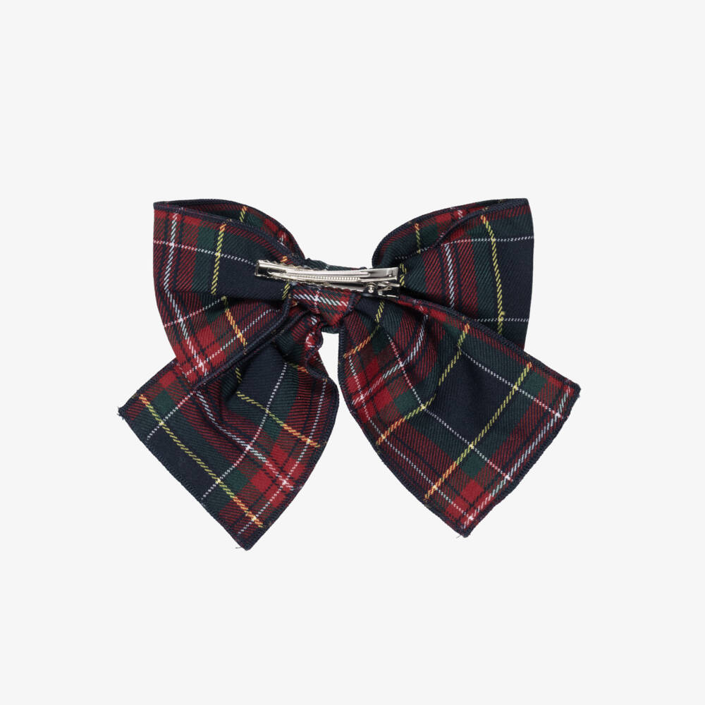 Phi Clothing-Girls Red & Blue Tartan Bow Hair Clip (14cm) | Childrensalon
