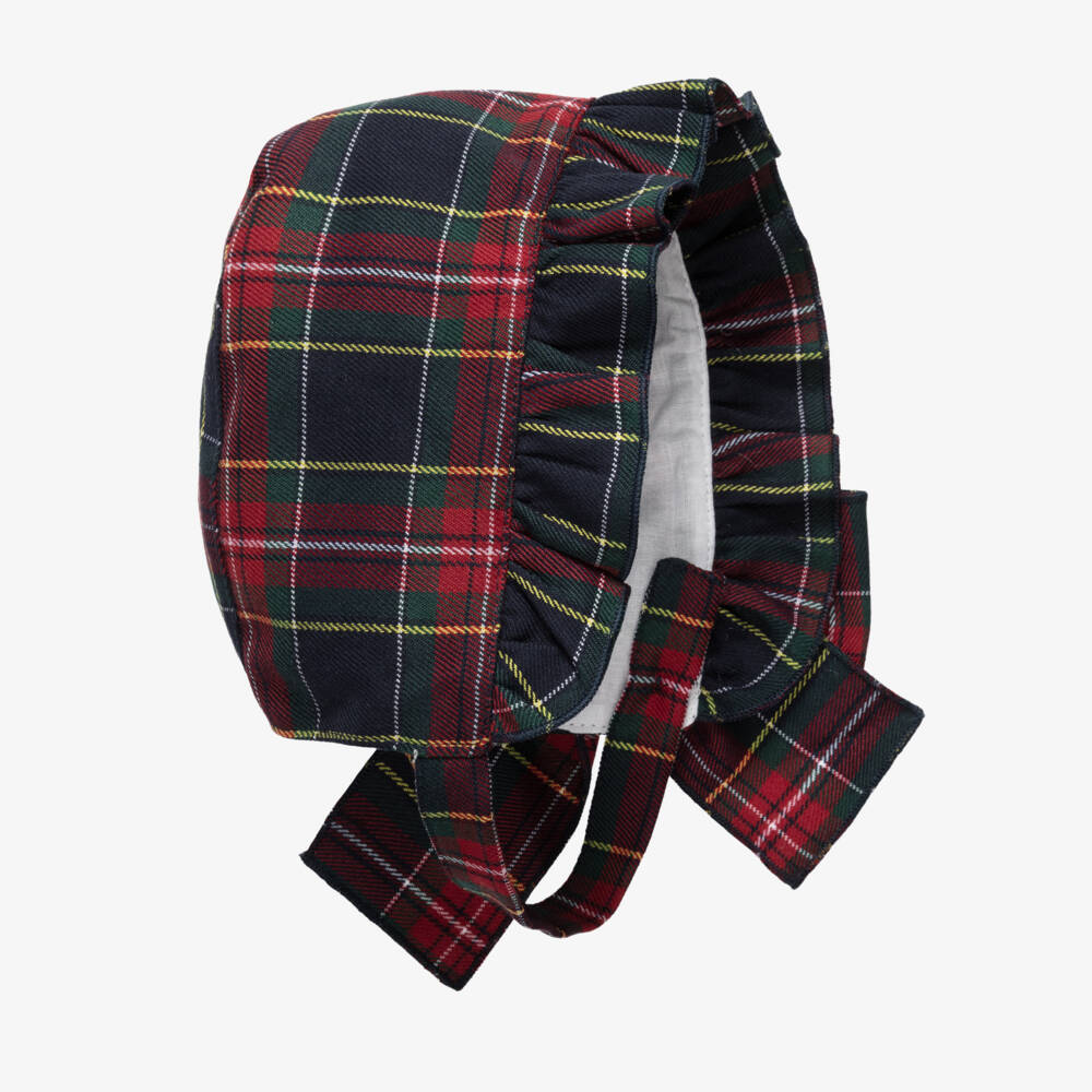 Phi Clothing-Girls Red & Blue Tartan Check Bonnet | Childrensalon