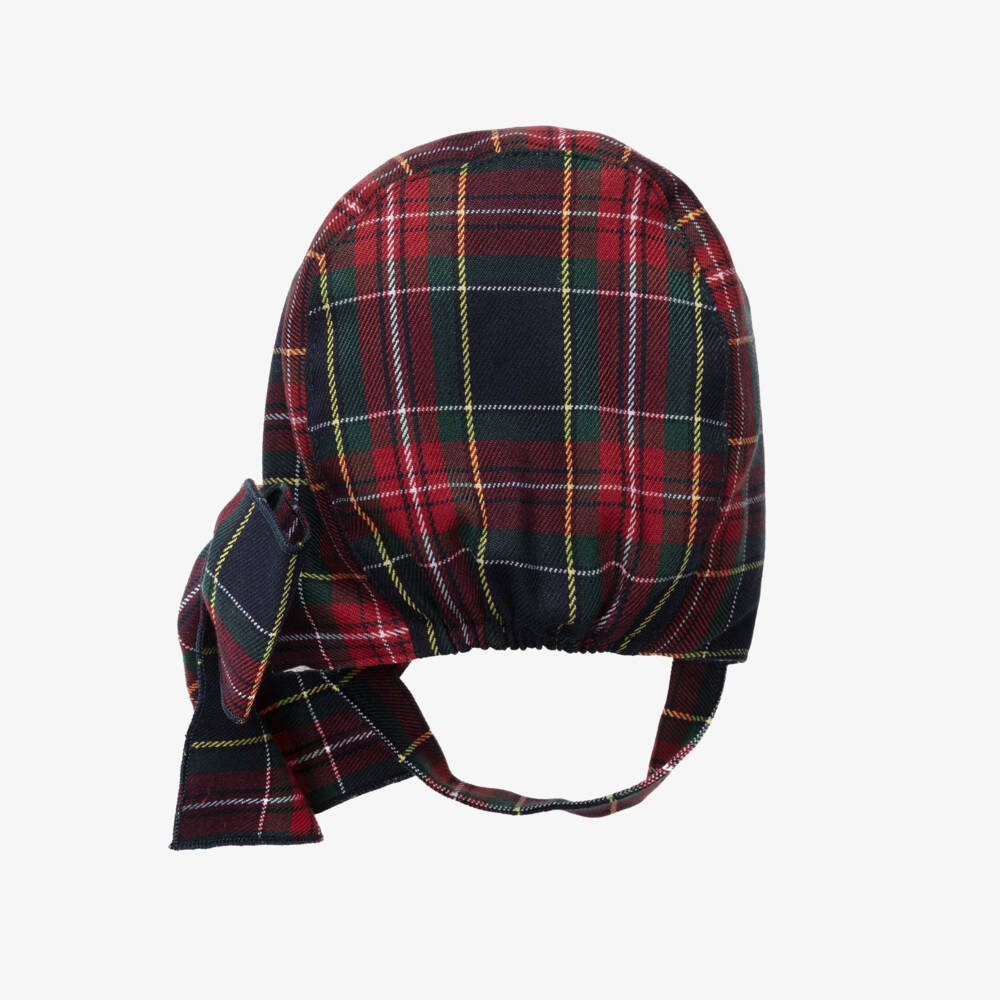 Phi Clothing-Girls Red & Blue Tartan Check Bonnet | Childrensalon