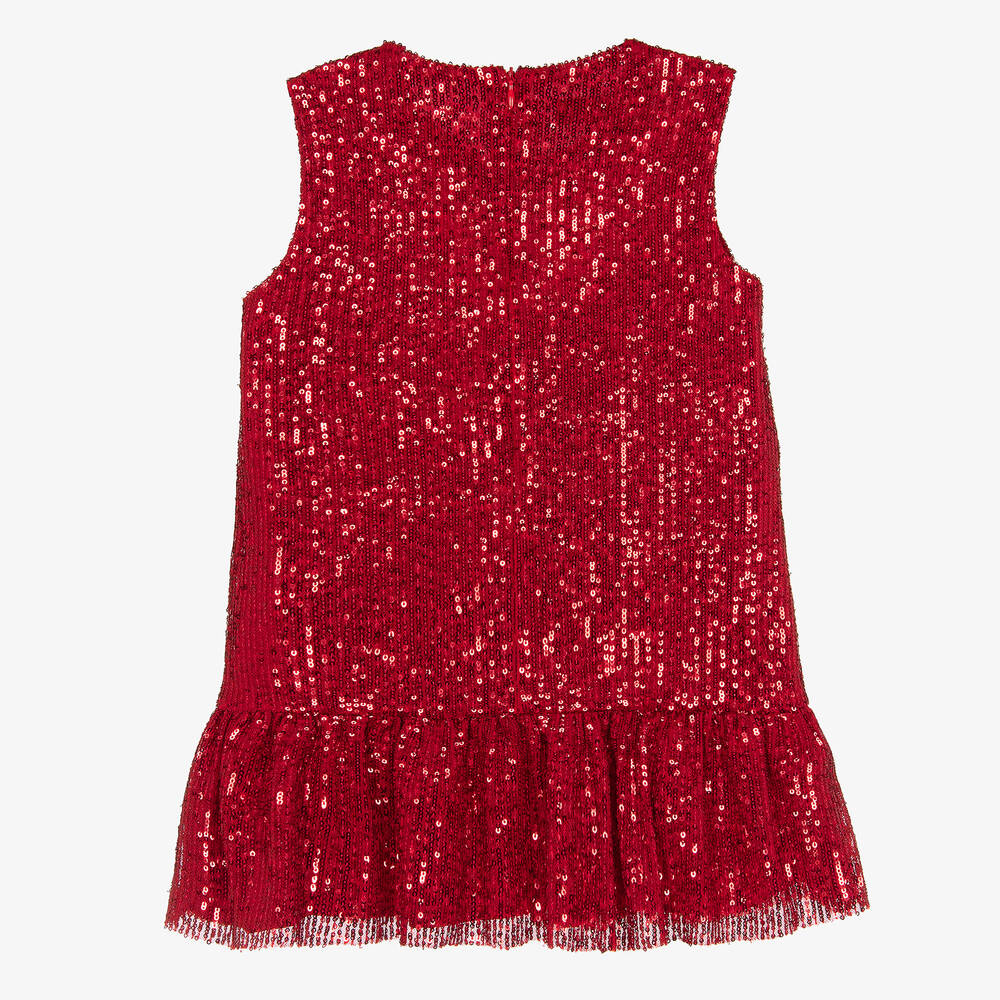 Phi Clothing-Girls Red Sequins & Bows Dress | Childrensalon