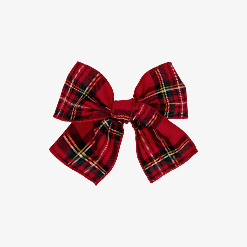 Phi Clothing-Girls Red Tartan Bow Hair Clip (13cm) | Childrensalon
