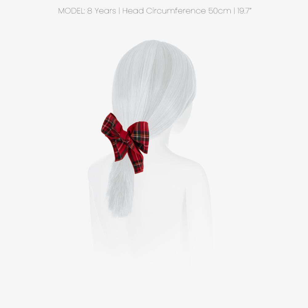 Phi Clothing-Girls Red Tartan Bow Hair Clip (13cm) | Childrensalon