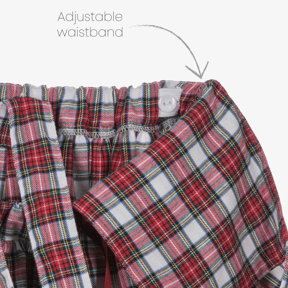 Phi Clothing-فستان بينافور تارتان مزين بفيونكات مخملية لون أحمر | Childrensalon