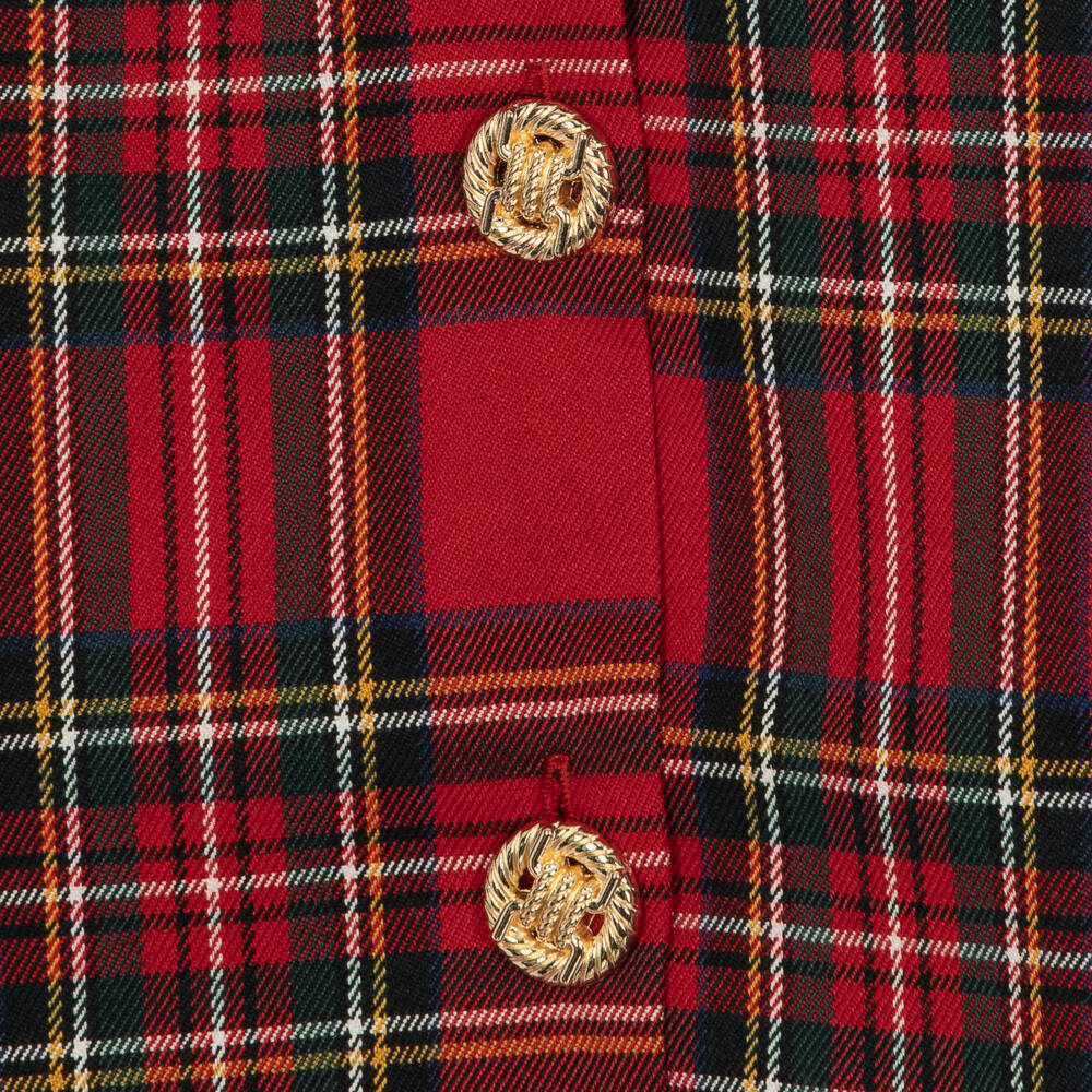 Phi Clothing-Girls Red Tartan Skirt & Waistcoat Set | Childrensalon