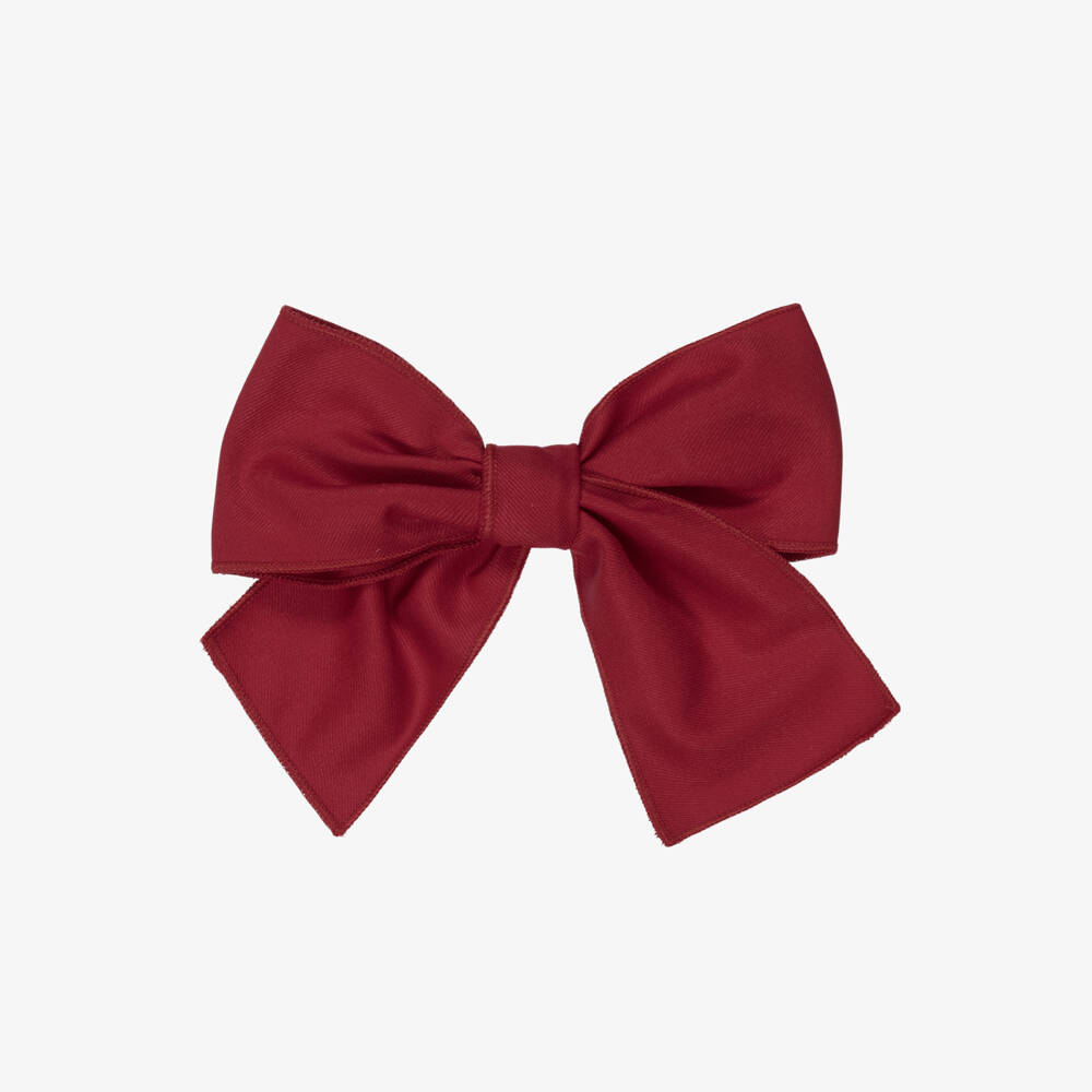 Phi Clothing-Girls Red Twill Bow Hair Clip (14cm) | Childrensalon