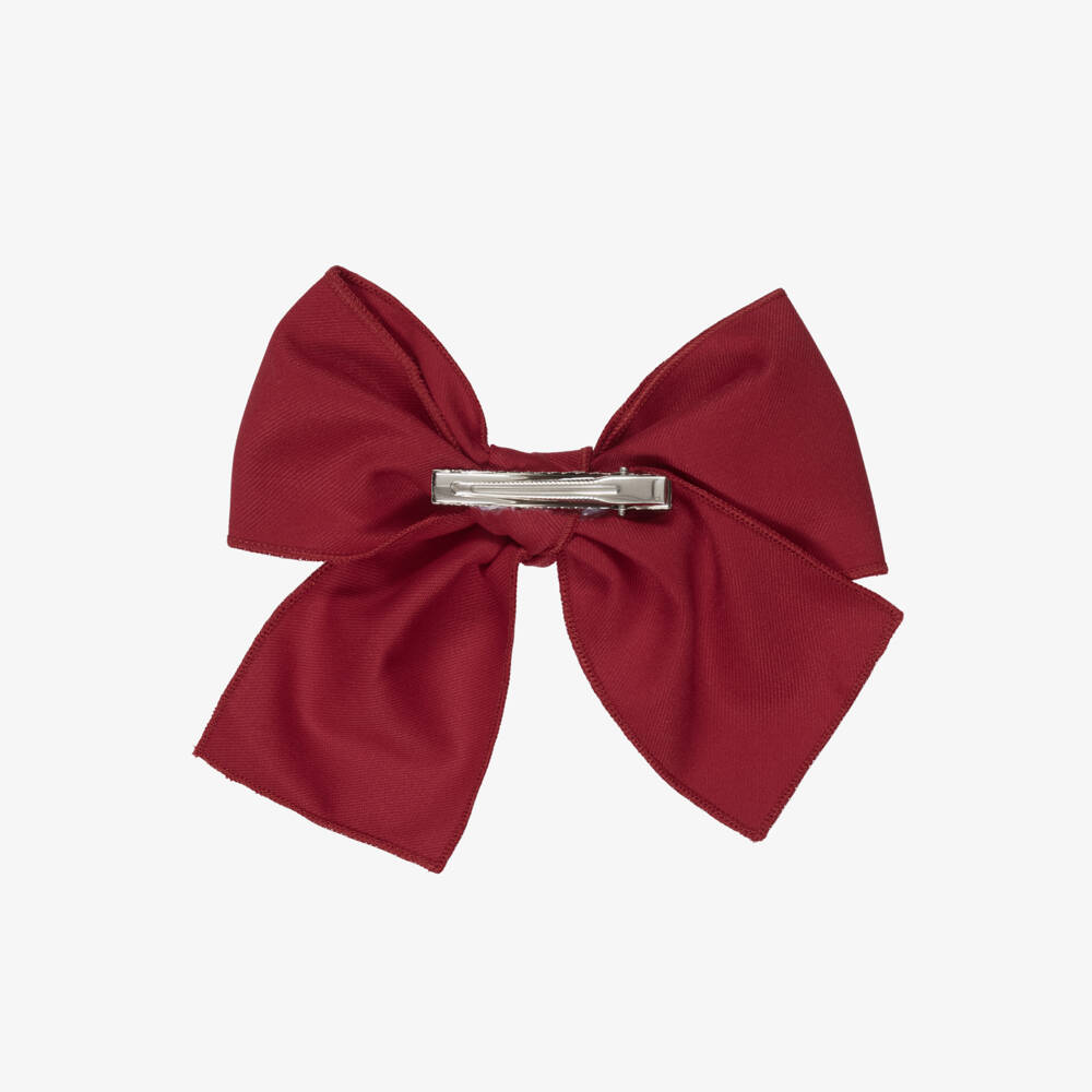 Phi Clothing-Girls Red Twill Bow Hair Clip (14cm) | Childrensalon