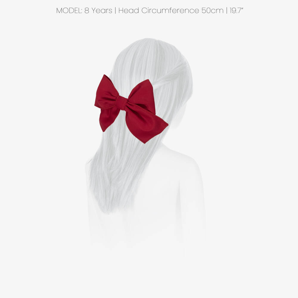Phi Clothing-Girls Red Twill Bow Hair Clip (14cm) | Childrensalon