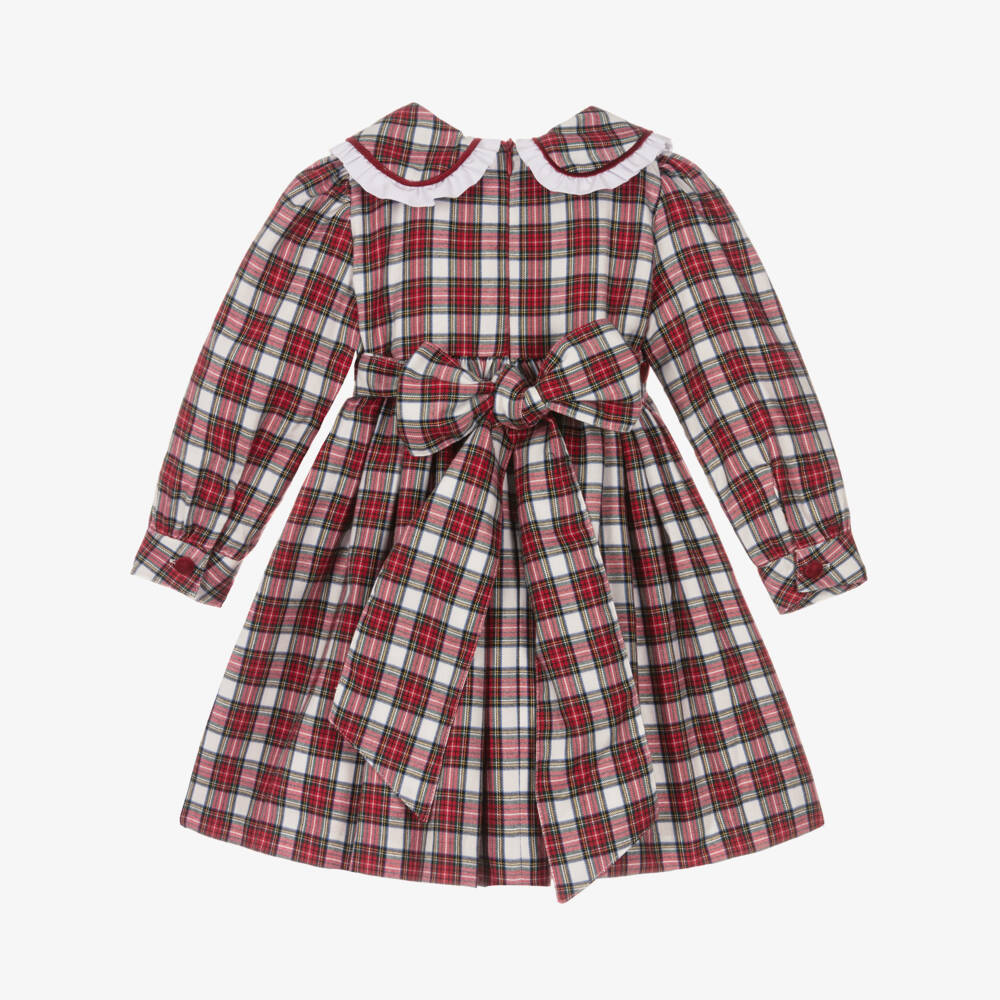 Phi Clothing-Girls Red & White Tartan Dress | Childrensalon