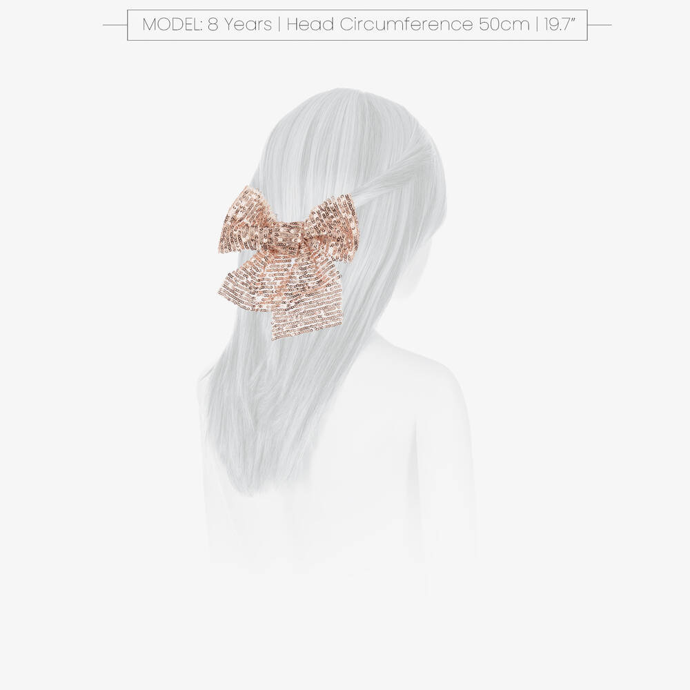 Phi Clothing-Girls Rose Gold Sequin Bow Hair Clip (15cm) | Childrensalon