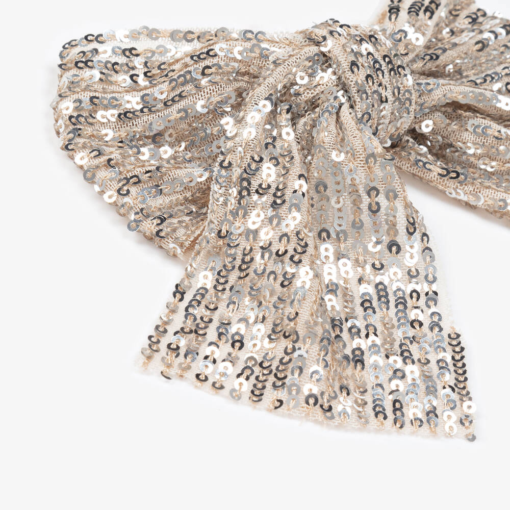 Phi Clothing-Girls Silver Sequin Bow Hair Clip (15cm) | Childrensalon