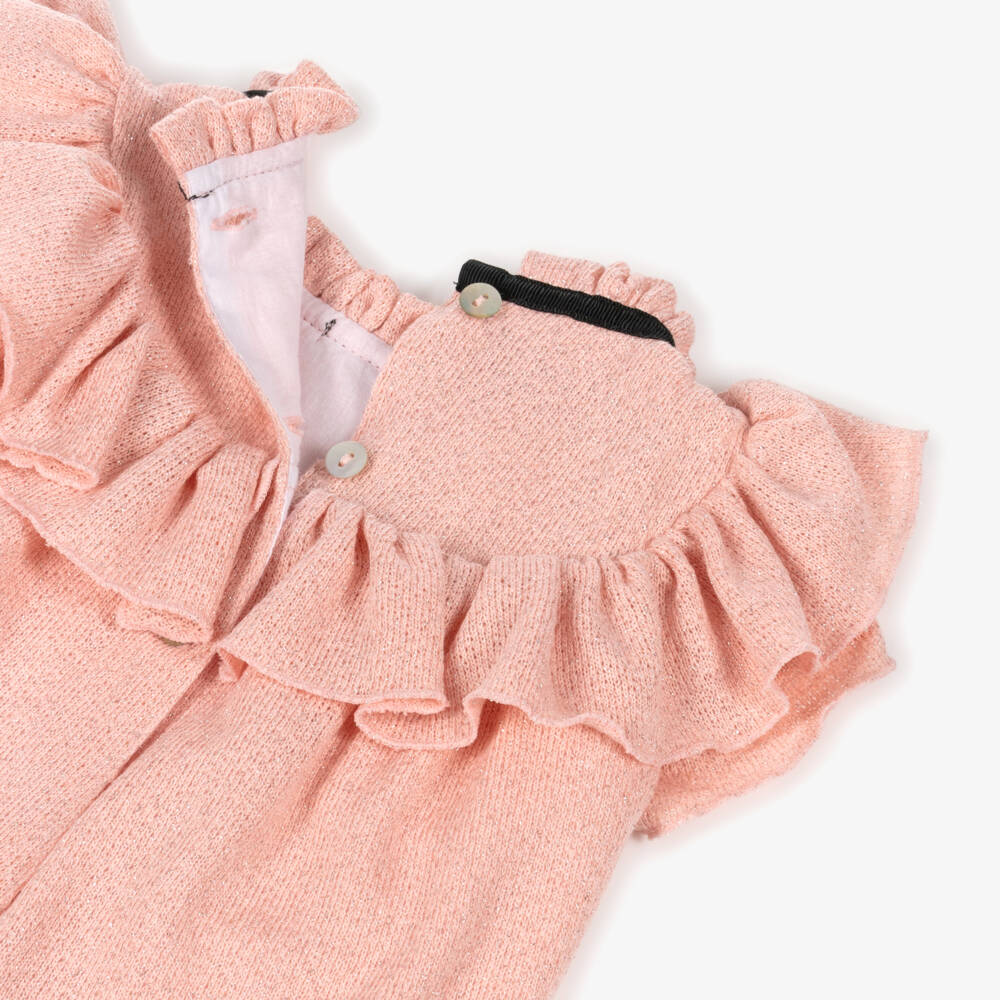 Phi Clothing-Girls Sparkly Pink Ruffle Shortie with Black Bows | Childrensalon