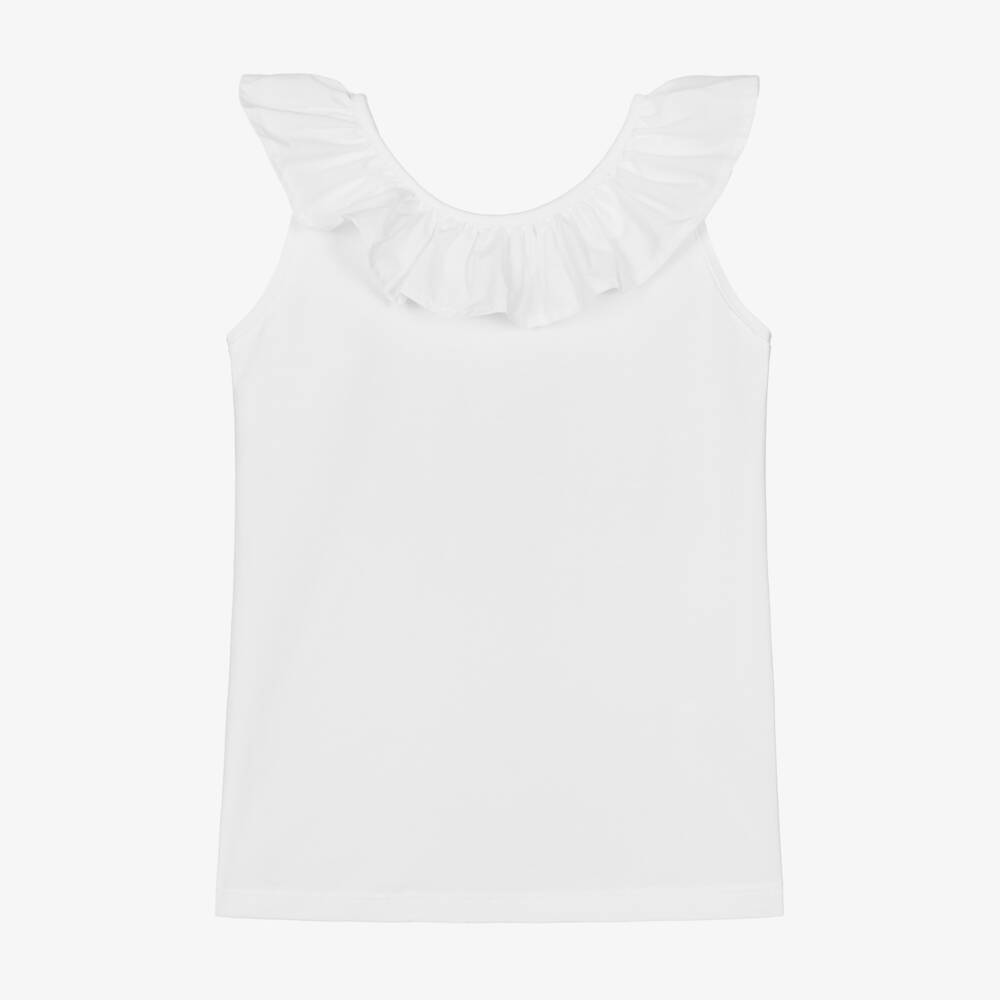 Phi Clothing-Girls White Cotton Bow T-Shirt | Childrensalon