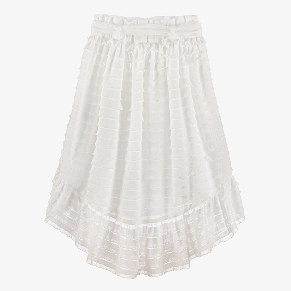 Phi Clothing-Girls White High-Low Ruffles Skirt | Childrensalon