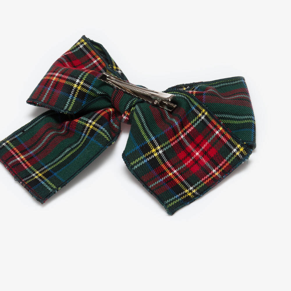 Phi Clothing-Green Tartan Bow Clip (15cm) | Childrensalon