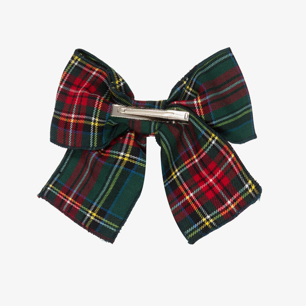 Phi Clothing-Green Tartan Bow Clip (15cm) | Childrensalon