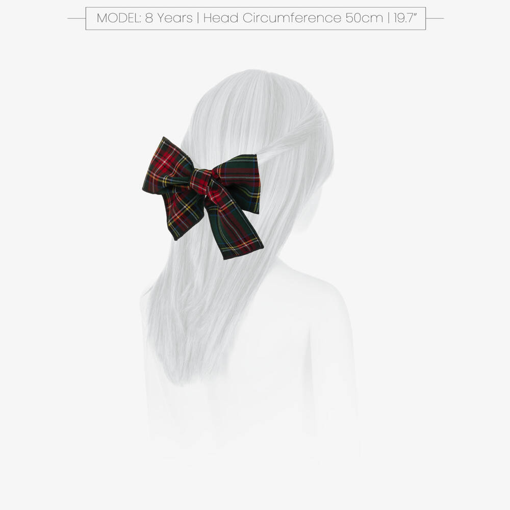 Phi Clothing-Green Tartan Bow Clip (15cm) | Childrensalon