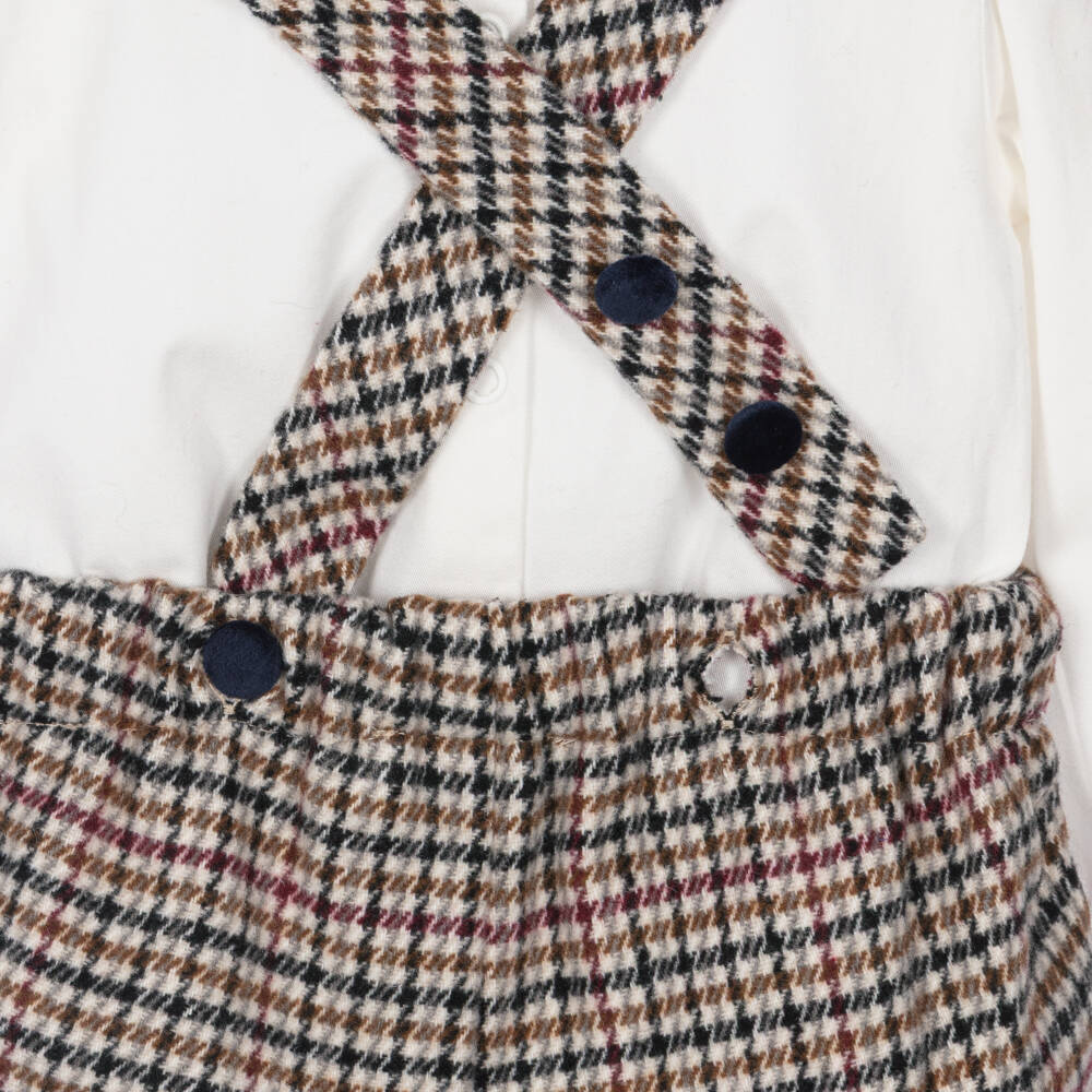 Piccola Speranza-Baby Boys Ivory & Beige Houndstooth Shorts Set | Childrensalon