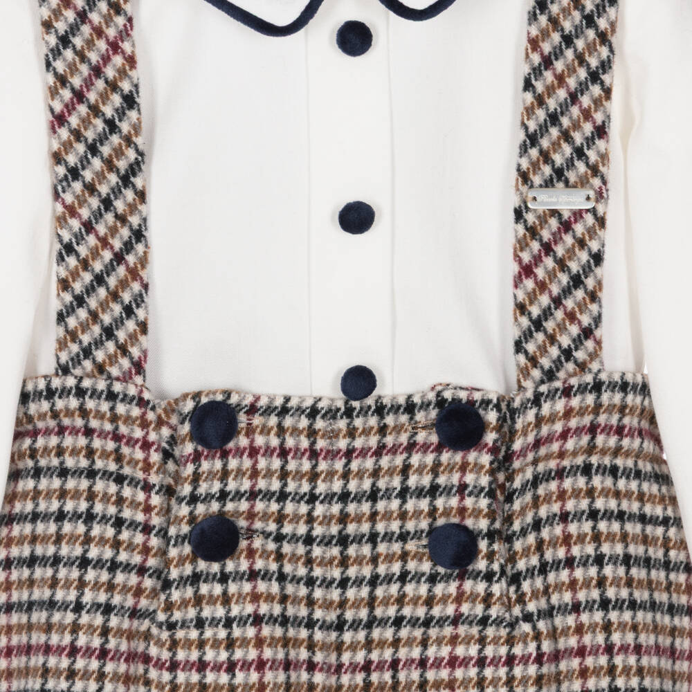 Piccola Speranza-Baby Boys Ivory & Beige Houndstooth Shorts Set | Childrensalon